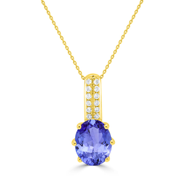 2.85ct Oval Tanzanite Pendant with 0.11 cttw Diamond