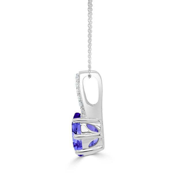 2.85ct Oval Tanzanite Pendant with 0.11 cttw Diamond