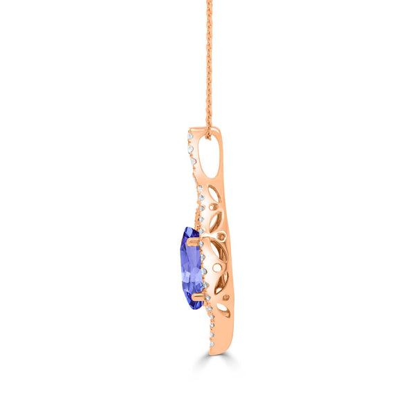 1.2ct Oval Tanzanite Pendant with 0.19 cttw Diamond