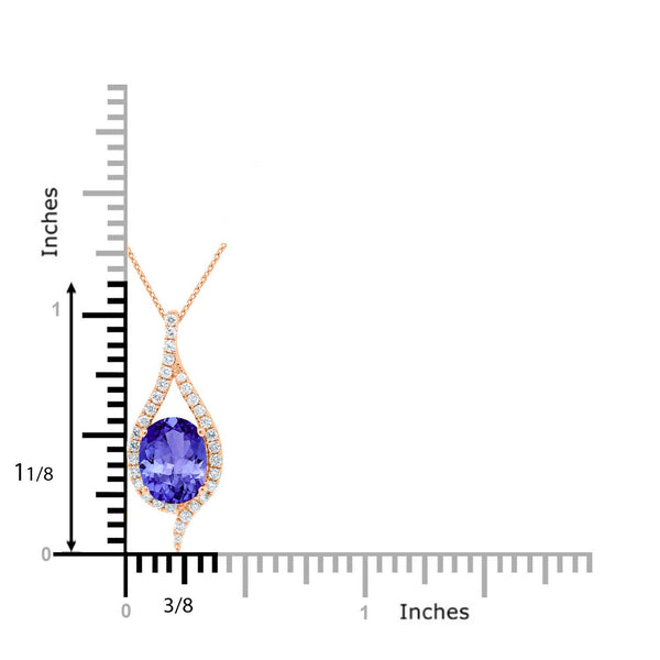 1.2ct Oval Tanzanite Pendant with 0.19 cttw Diamond
