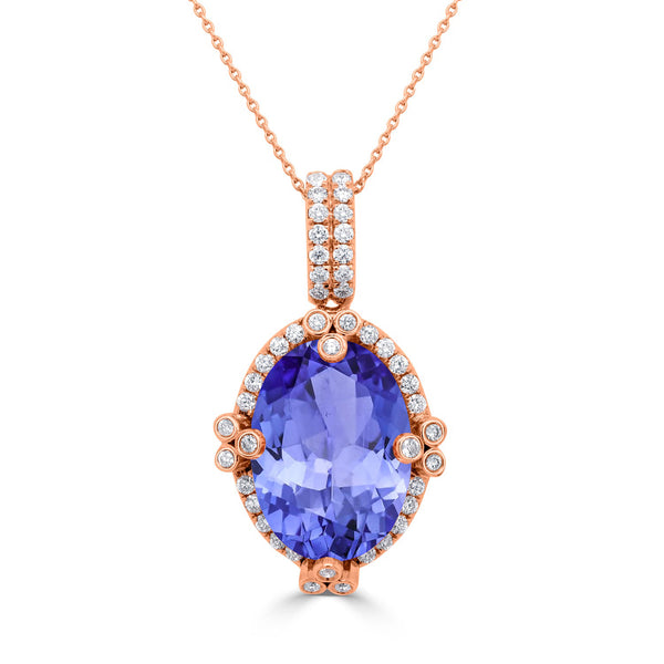 6.25ct Oval Tanzanite Pendant with 0.34 cttw Diamond