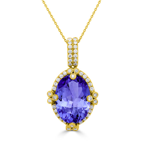 6.25ct Oval Tanzanite Pendant with 0.34 cttw Diamond