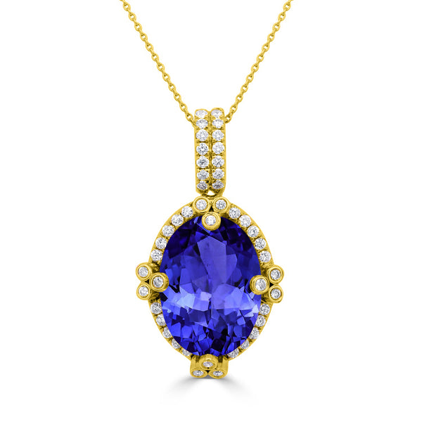 6.25ct Oval Tanzanite Pendant with 0.34 cttw Diamond