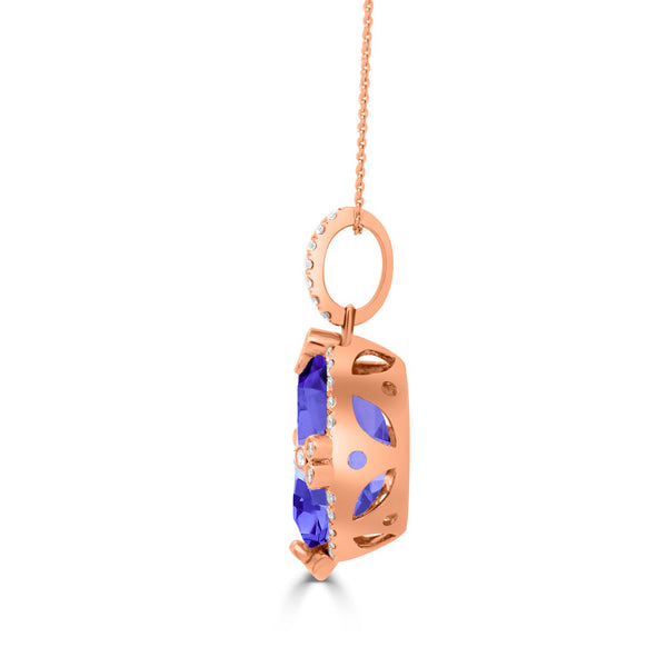 6.25ct Oval Tanzanite Pendant with 0.34 cttw Diamond