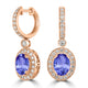 3.6ct Oval Tanzanite Halo Earring with 1.18 cttw Diamond