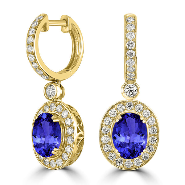 3.6ct Oval Tanzanite Halo Earring with 1.18 cttw Diamond