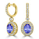 3.6ct Oval Tanzanite Halo Earring with 1.18 cttw Diamond