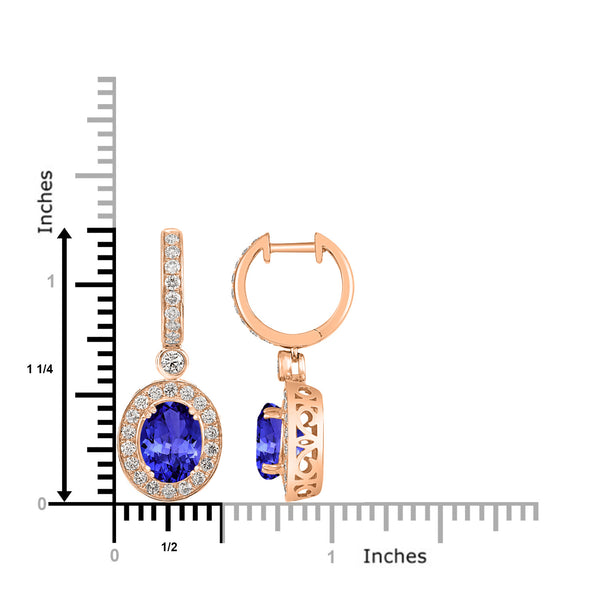 3.6ct Oval Tanzanite Halo Earring with 1.18 cttw Diamond