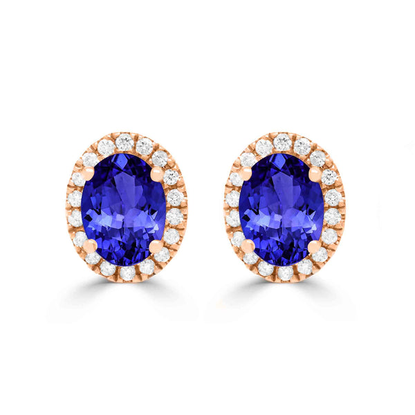 1.52ct Oval Tanzanite Earring with 0.21 cttw Diamond