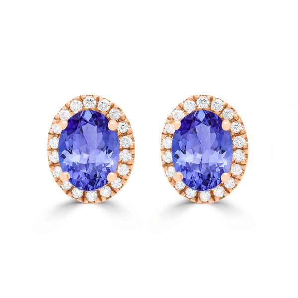 1.52ct Oval Tanzanite Earring with 0.21 cttw Diamond