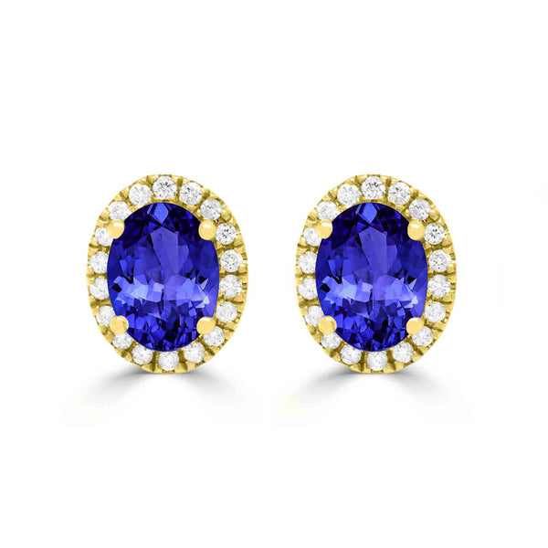 1.52ct Oval Tanzanite Earring with 0.21 cttw Diamond