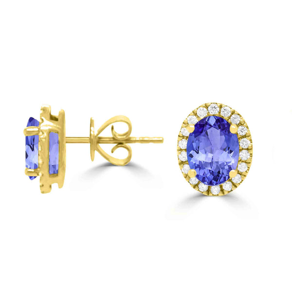 1.52ct Oval Tanzanite Earring with 0.21 cttw Diamond
