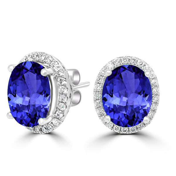 5.7ct Oval Tanzanite Earring with 0.36 cttw Diamond