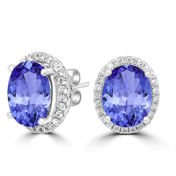 5.7ct Oval Tanzanite Earring with 0.36 cttw Diamond