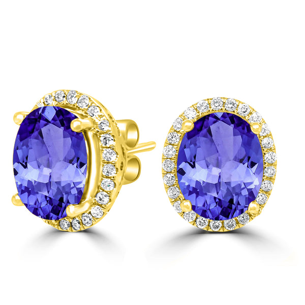 5.7ct Oval Tanzanite Earring with 0.36 cttw Diamond
