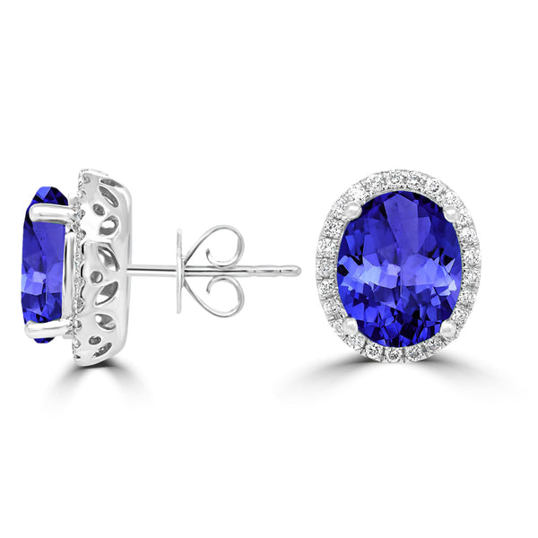 5.7ct Oval Tanzanite Earring with 0.36 cttw Diamond