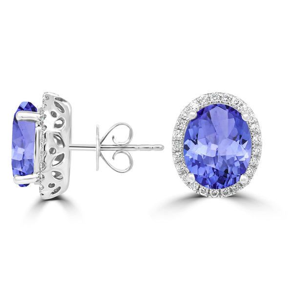 5.7ct Oval Tanzanite Earring with 0.36 cttw Diamond