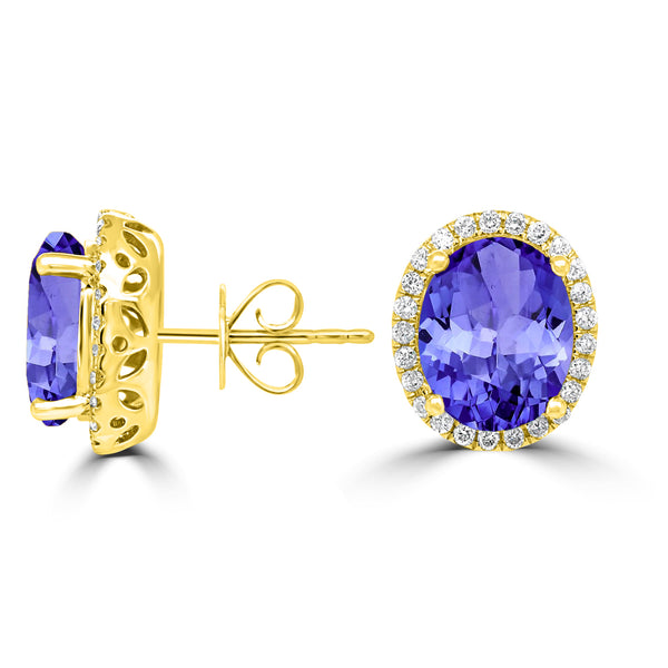 5.7ct Oval Tanzanite Earring with 0.36 cttw Diamond