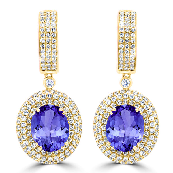 7.8ct Oval Tanzanite Halo Earring with 1.97 cttw Diamond