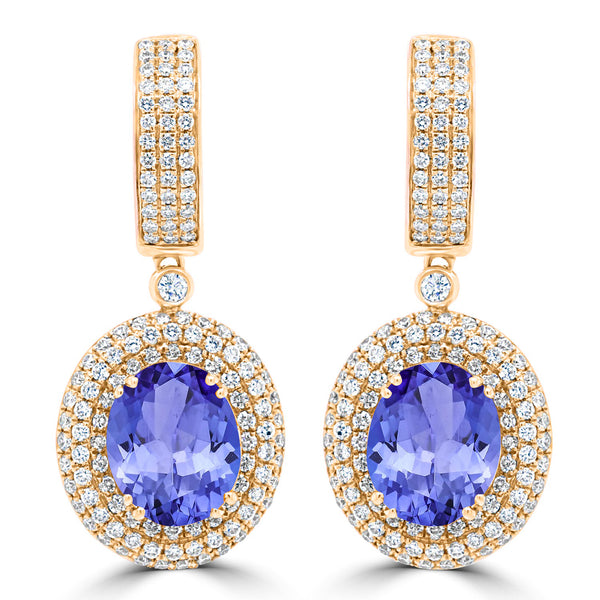 7.8ct Oval Tanzanite Halo Earring with 1.97 cttw Diamond