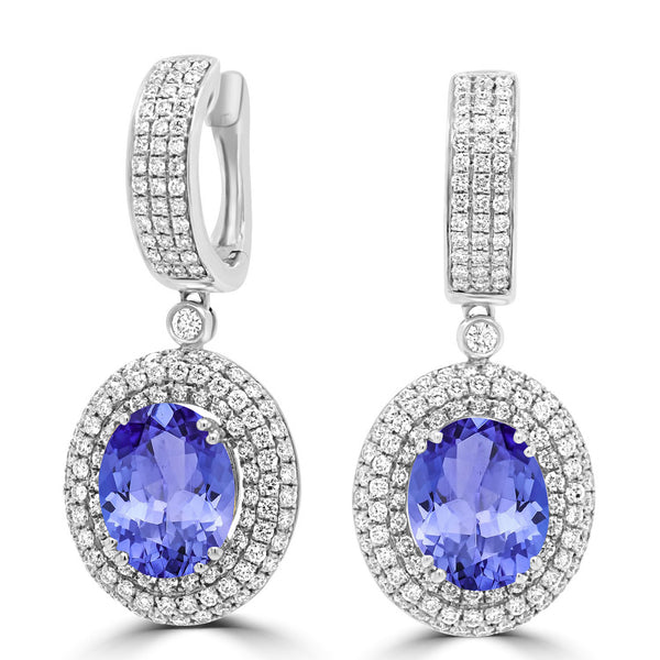 7.8ct Oval Tanzanite Halo Earring with 1.97 cttw Diamond