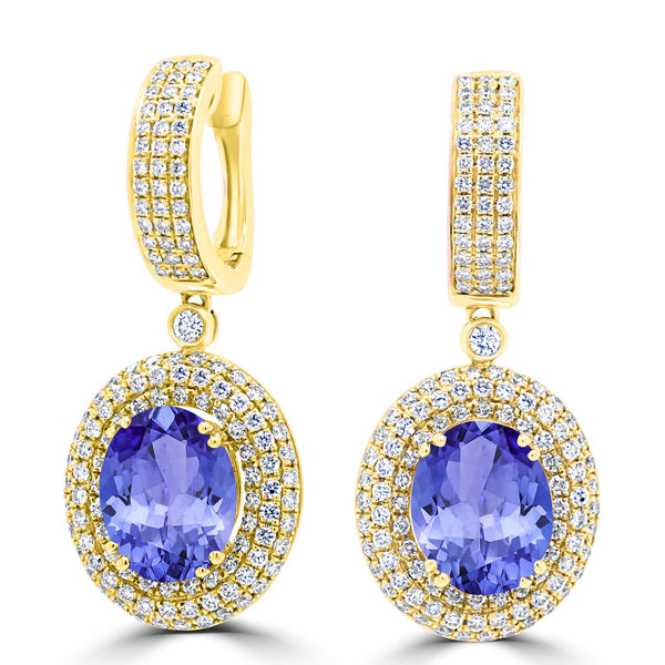 7.8ct Oval Tanzanite Halo Earring with 1.97 cttw Diamond