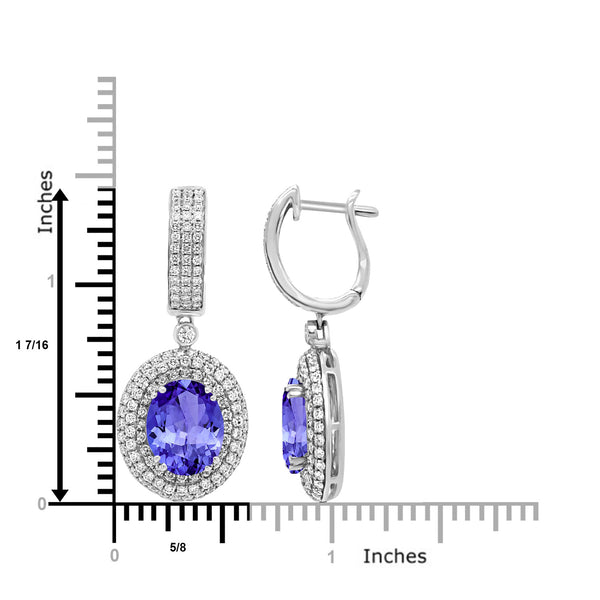 7.8ct Oval Tanzanite Halo Earring with 1.97 cttw Diamond