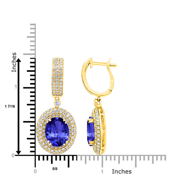 7.8ct Oval Tanzanite Halo Earring with 1.97 cttw Diamond