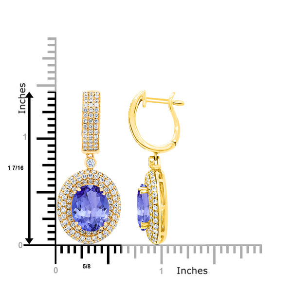 7.8ct Oval Tanzanite Halo Earring with 1.97 cttw Diamond