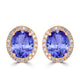 7.8ct Oval Tanzanite Halo Earring with 0.75 cttw Diamond