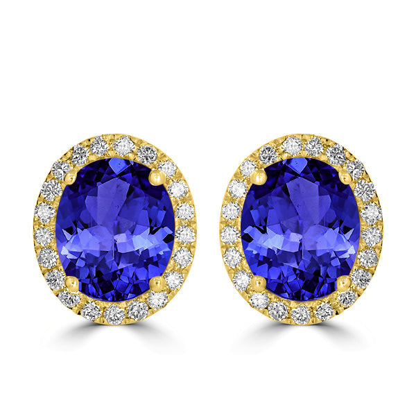 7.8ct Oval Tanzanite Halo Earring with 0.75 cttw Diamond