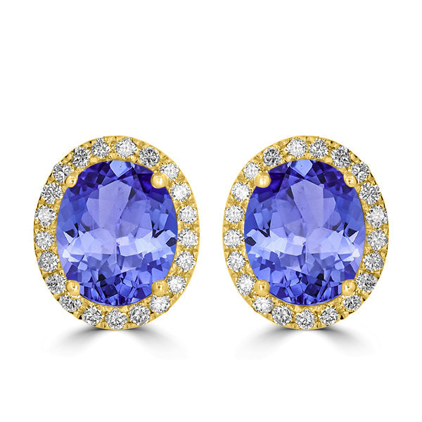 7.8ct Oval Tanzanite Halo Earring with 0.75 cttw Diamond