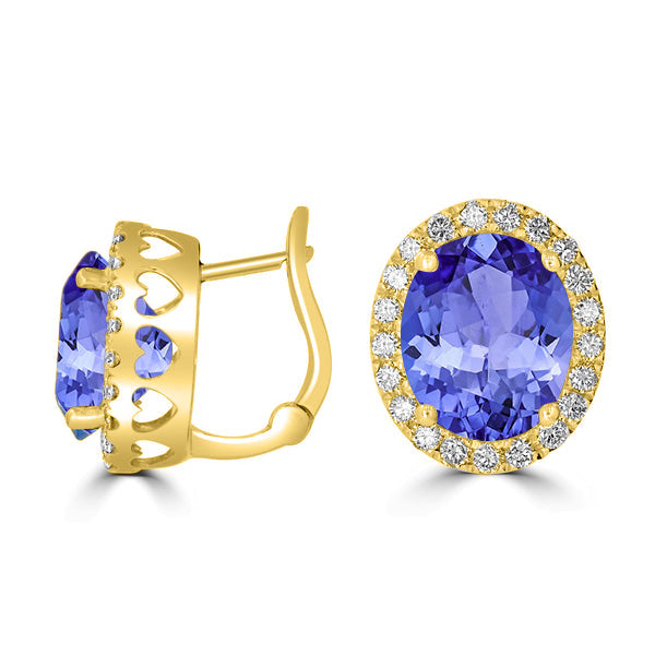 7.8ct Oval Tanzanite Halo Earring with 0.75 cttw Diamond