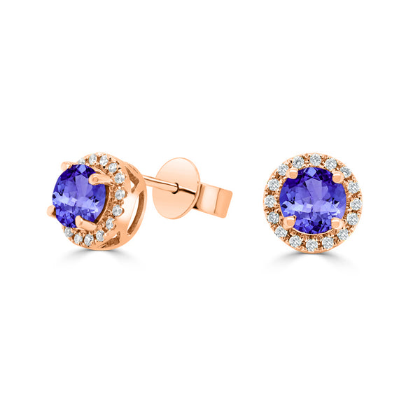 1.12ct Round Tanzanite Earring with 0.17 cttw Diamond