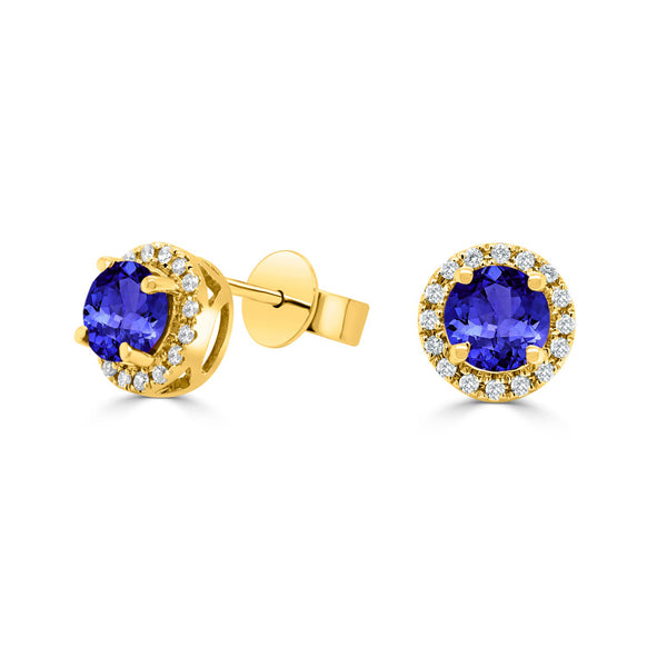 1.12ct Round Tanzanite Earring with 0.17 cttw Diamond