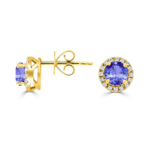 1.12ct Round Tanzanite Earring with 0.17 cttw Diamond