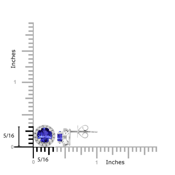 1.12ct Round Tanzanite Earring with 0.17 cttw Diamond