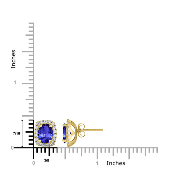 2.4ct Oval Tanzanite Halo Earring with 0.49 cttw Diamond