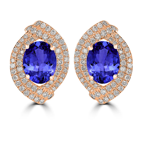 3.6ct Oval Tanzanite Earring with 0.76 cttw Diamond