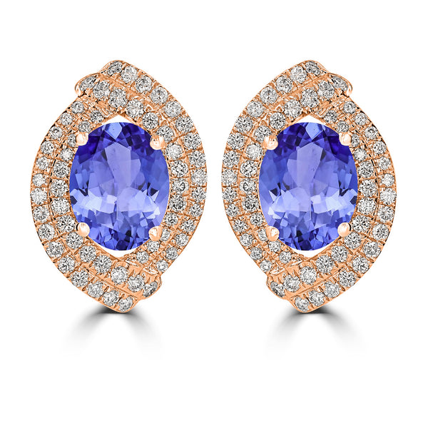 3.6ct Oval Tanzanite Earring with 0.76 cttw Diamond