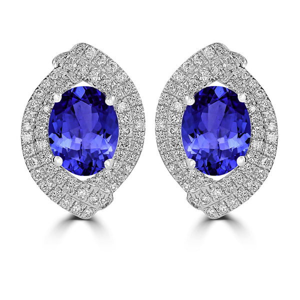 3.6ct Oval Tanzanite Earring with 0.76 cttw Diamond