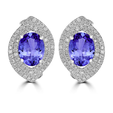 3.6ct Oval Tanzanite Earring with 0.76 cttw Diamond