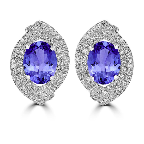 3.6ct Oval Tanzanite Earring with 0.76 cttw Diamond