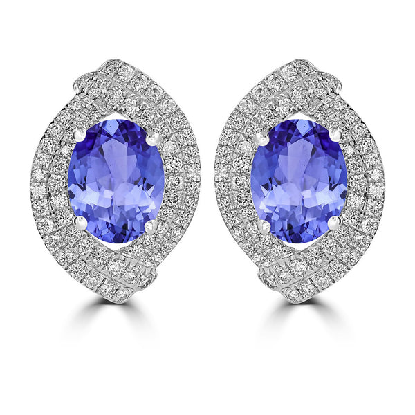 3.6ct Oval Tanzanite Earring with 0.76 cttw Diamond