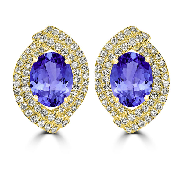 3.6ct Oval Tanzanite Earring with 0.76 cttw Diamond