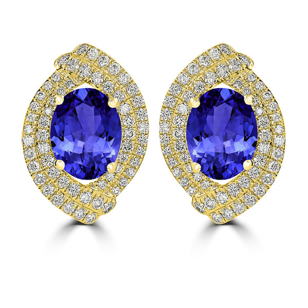 3.6ct Oval Tanzanite Earring with 0.76 cttw Diamond