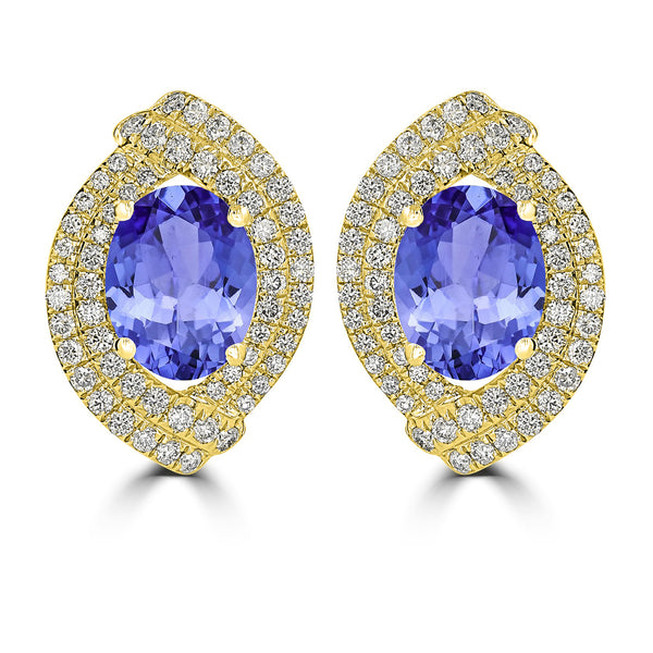 3.6ct Oval Tanzanite Earring with 0.76 cttw Diamond