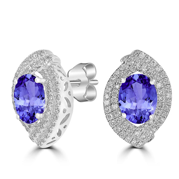 3.6ct Oval Tanzanite Earring with 0.76 cttw Diamond