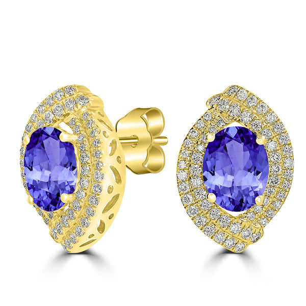 3.6ct Oval Tanzanite Earring with 0.76 cttw Diamond