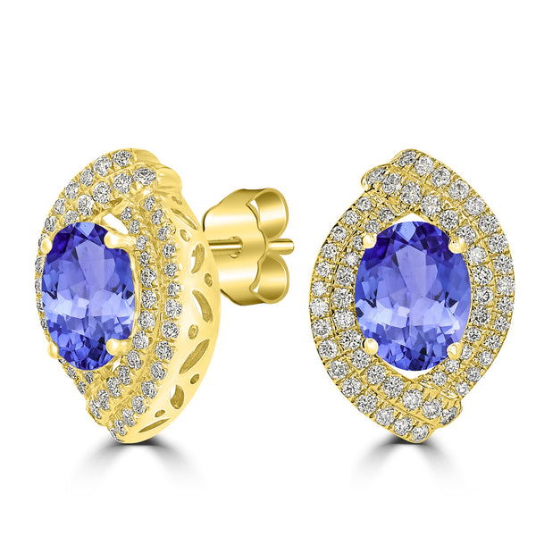 3.6ct Oval Tanzanite Earring with 0.76 cttw Diamond